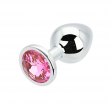 Plug Anal Metálico Toosh Gold Médio com Pedra Rosa Plug Anal Metálico Toosh Gold Médio com Pedra Rosa