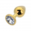 Plug Anal Metálico Toosh Gold Médio com Pedra Transparente Plug Anal Metálico Toosh Gold Médio com Pedra Transparente